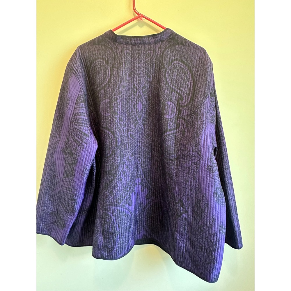 Catherines Purple Paisley Quilted Open Front Jacket Plus Size 3X 26/28W - Picture 5 of 6
